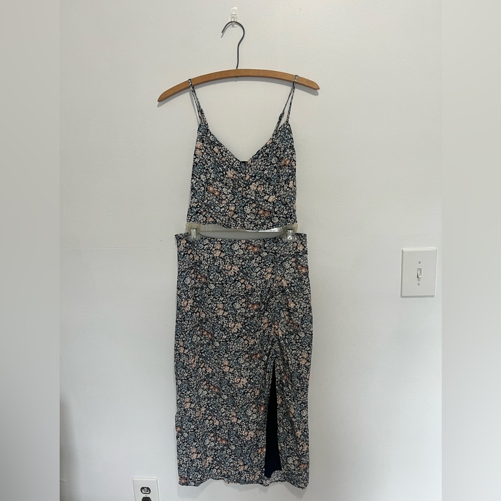 Abercrombie & Fitch Floral Midi Skirt and Cropped Top Set